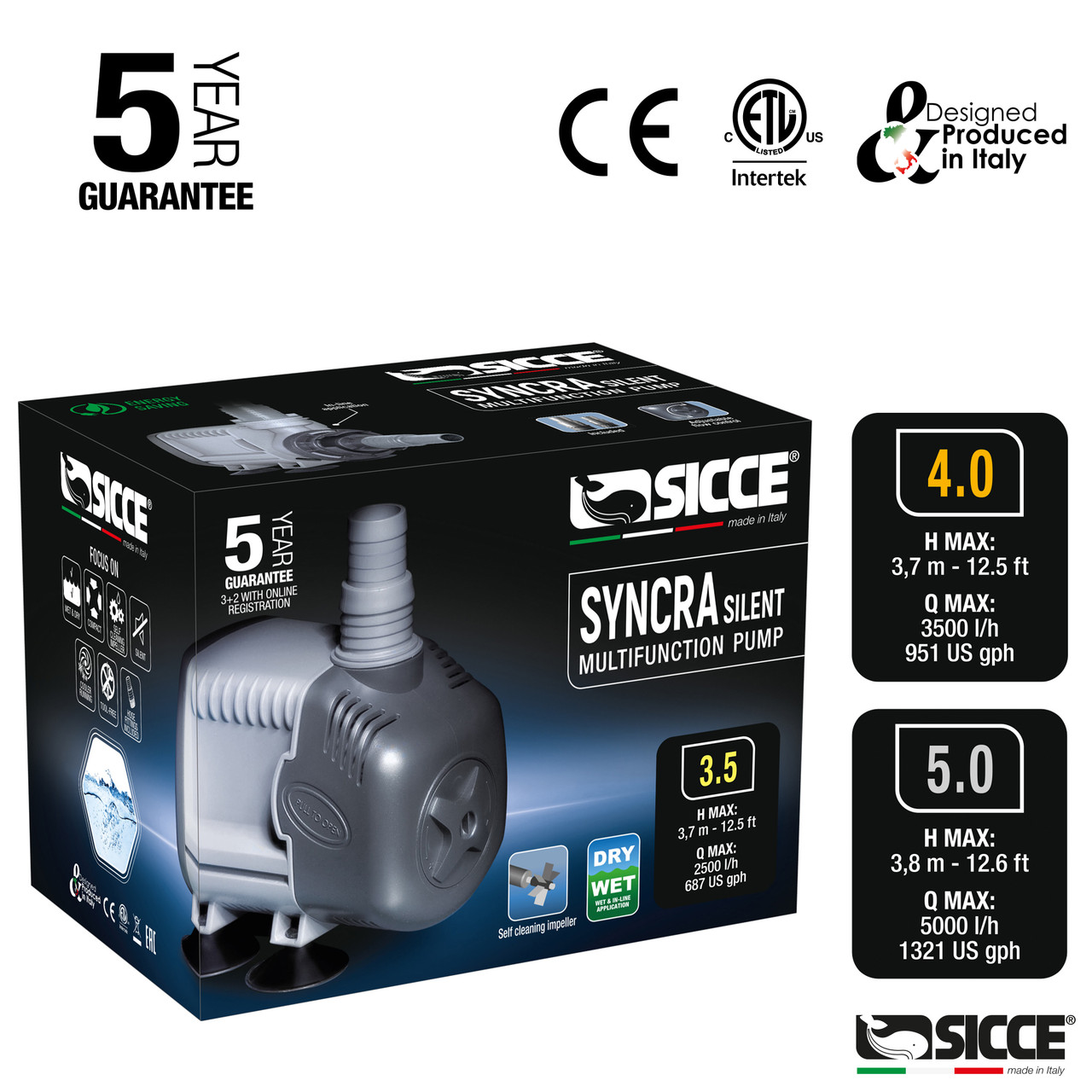 Syncra Silent Water Pump 3.5 (660 gph) 12.5 ft. Head - Sicce