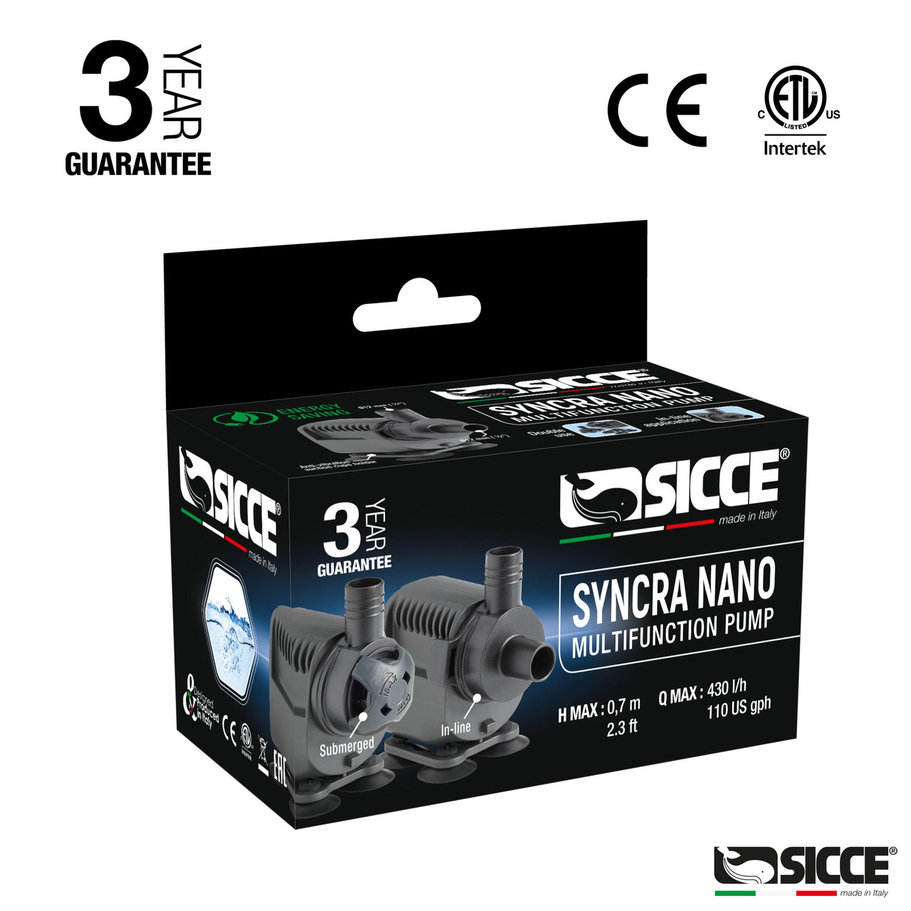 Syncra Nano Pump 110 gph - Sicce - SaltwaterAquarium.com
