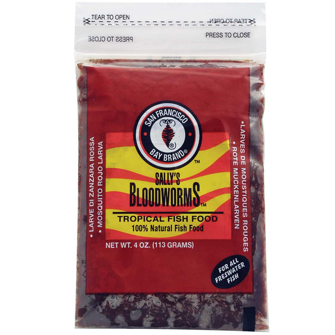 Sally's Frozen Bloodworms Fish Food Flat Pack (4 oz) - San