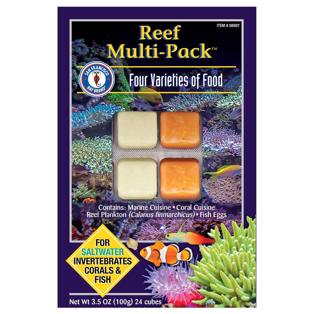 Frozen Reef Multi-Pack Fish Food (24 cubes, 3.5 oz) - San Francisco Bay ...