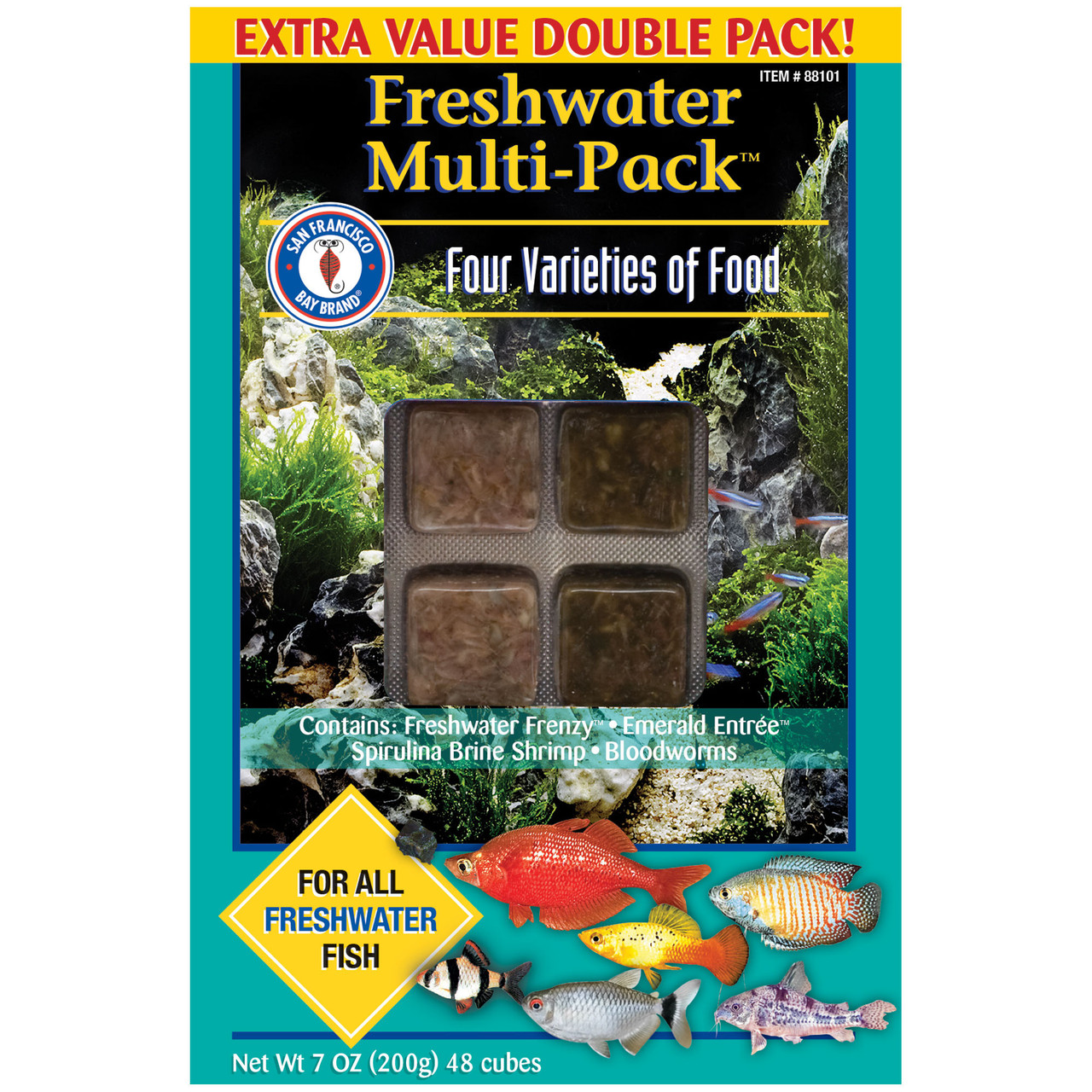 Frozen Freshwater Multi-Pack Fish Food (48 cubes, 7 oz) - San Francisco ...