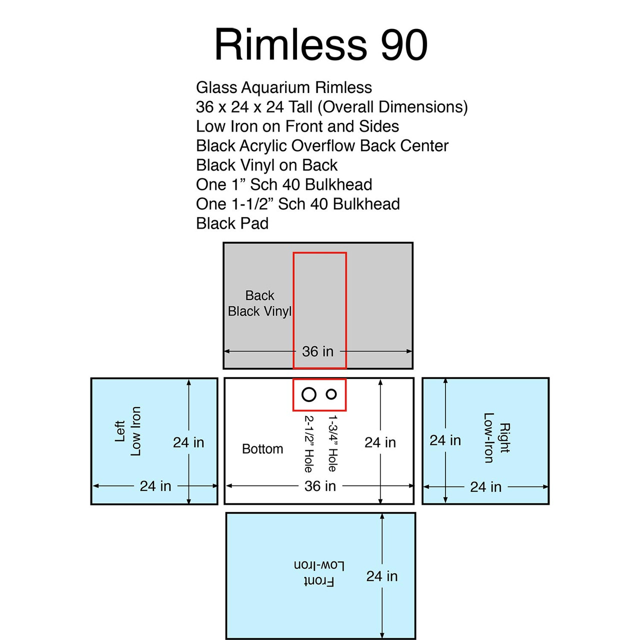 Glasscages Rimless Series 90 Gallon Tank & Stand (Build to Order) - Glass  Cages