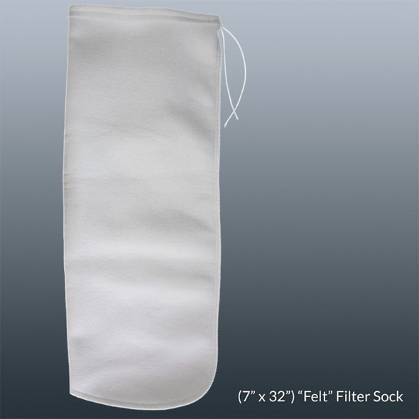 7" x 32" 100 Micron Polyester Filter Sock w/ Draw String - Coralvue