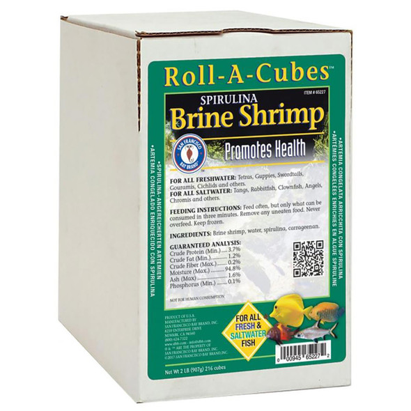 Frozen Spirulina Brine Shrimp Fish Food (2 lb - 216 cubes) - San Francisco Bay Brand