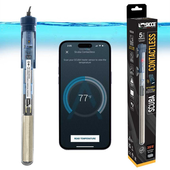 SICCE Scuba 300 Watt Contactless App Adjustable Aquarium Fish Tank Heater Smartphone Controlled via NFC