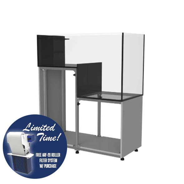 112 Gallon Peninsula Drop Off Aquarium  w/ White Stand - Fiji Cube