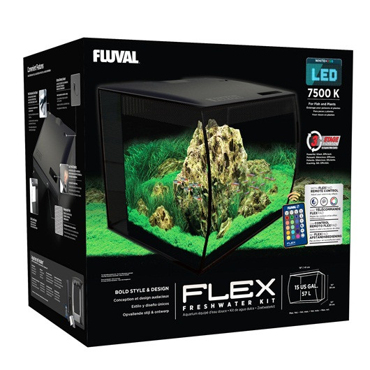 (USED) FLEX 57L 15 Gallon Aquarium Kit - BLACK (16" x 15" x 15")  - Fluval