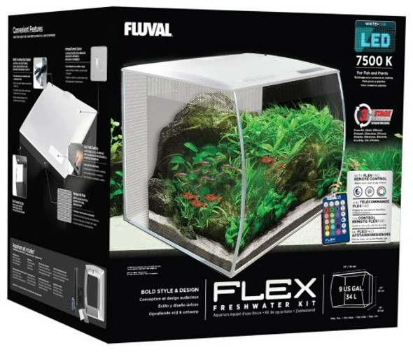 FLEX 34L 9 Gallon Aquarium Kit WHITE - (14" x 13" x 13")  - Fluval