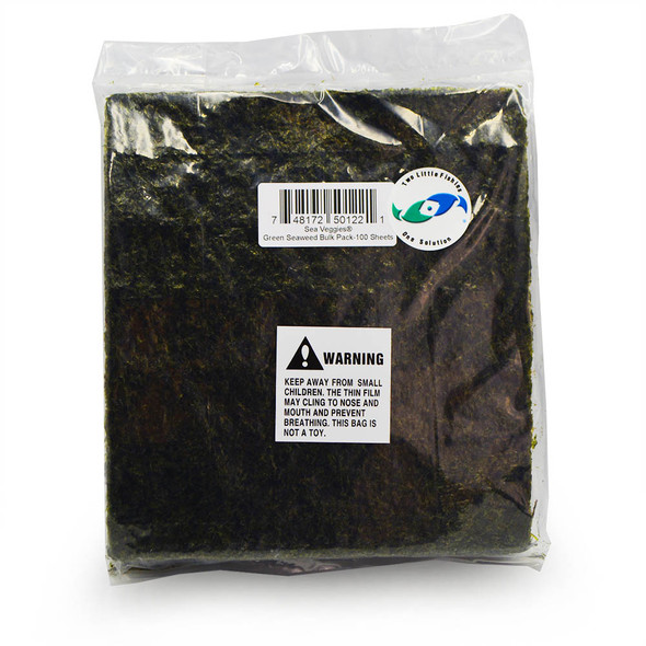 Sea Veggies Seaweed Green Bulk (100 Sheet Pack / 12 oz) Nori - Two Little Fishies