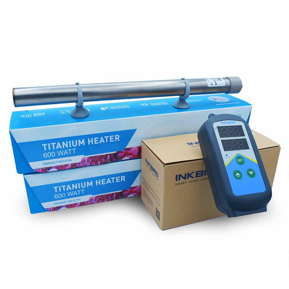 Dual 600 Watt (1200 Total) Titanium Heater System w/Inkbird 306T - Bulk Reef Supply