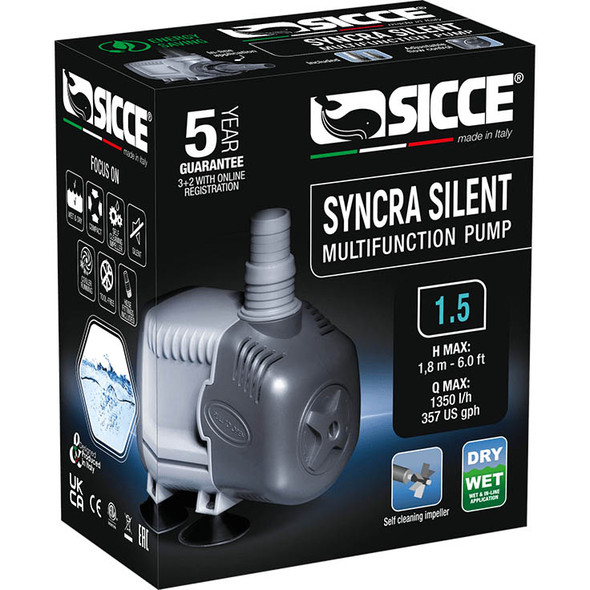 Syncra Silent Water Pump 2.0 (568 gph) 7.9 ft. Head - Sicce 