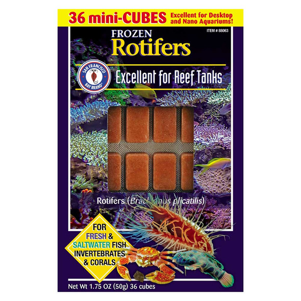 Frozen Rotifers Fish Food (36 mini cubes, 1.75 oz) - San Francisco Bay Brand