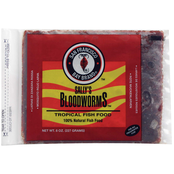 Sally's Frozen Bloodworms Fish Food Flat Pack (8 oz) - San Francisco Bay Brand