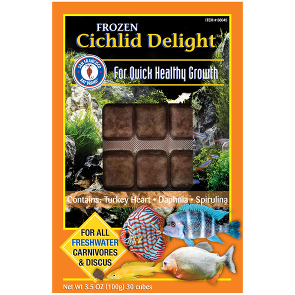 Frozen Cichlid Delight Fish Food (30 cubes, 3.5 oz) - San Francisco Bay Brand