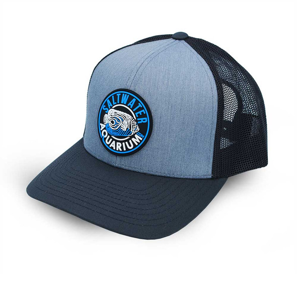 Black/Grey 104C Trucker Rubber Patch Hat (L/XL) - SaltwaterAquarium.com