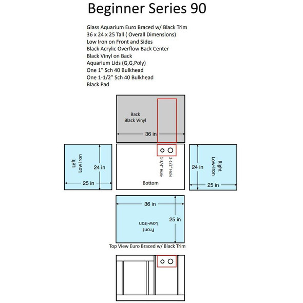 GlassCages Beginner Series 90 Gallon Tank & Stand (Build to Order) - Glass Cages