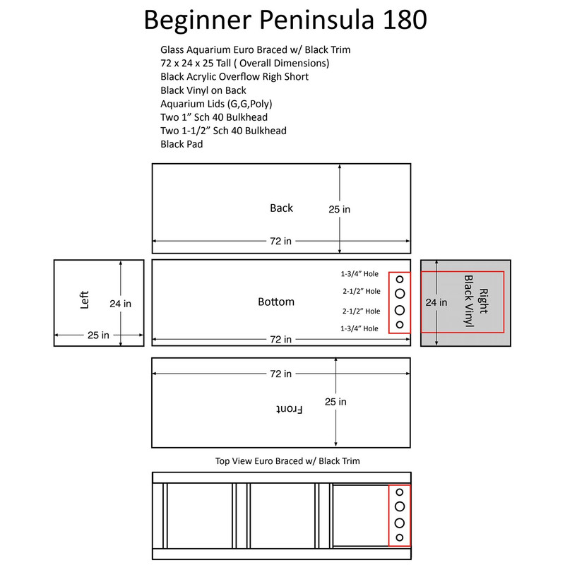 GlassCages Beginner Peninsula Series 180 Gallon Tank & Stand (Build to Order) - Glass Cages