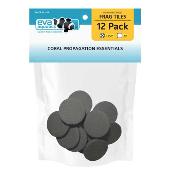 Ceramic Frag 1.5" Round Tile (12 pack) BLACK - Eva Aquatics