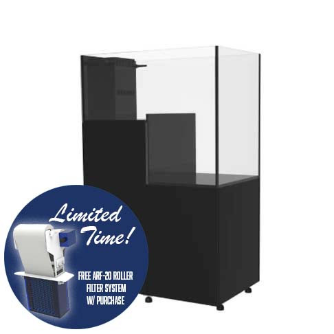 84 Gallon Peninsula Drop Off Aquarium  w/ Black Stand - Fiji Cube