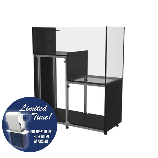 112 Gallon Peninsula Drop Off Aquarium  w/ Black Stand - Fiji Cube