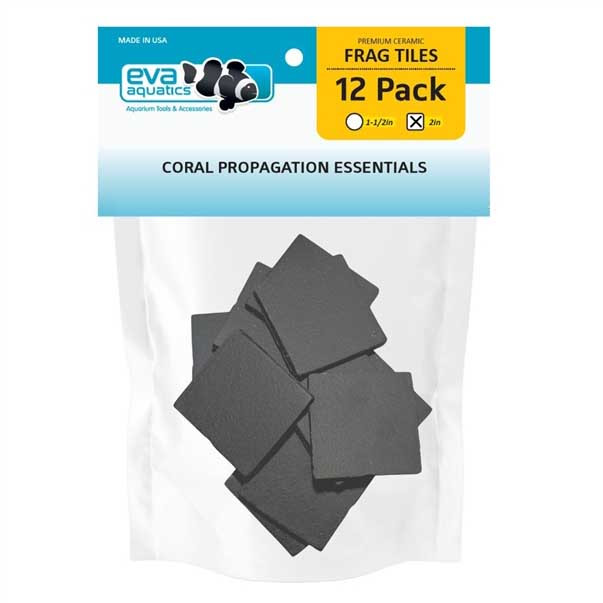 Ceramic Frag 2" Square Tile (12 pack) BLACK - Eva Aquatics