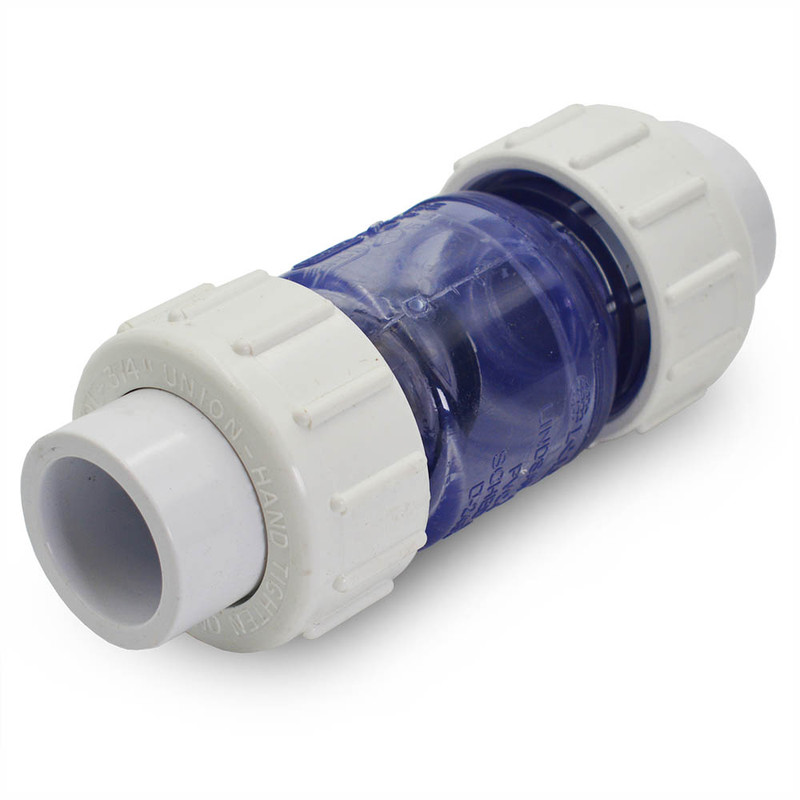 1-1/2" Clear PVC True Union Swing Check Valve Slip