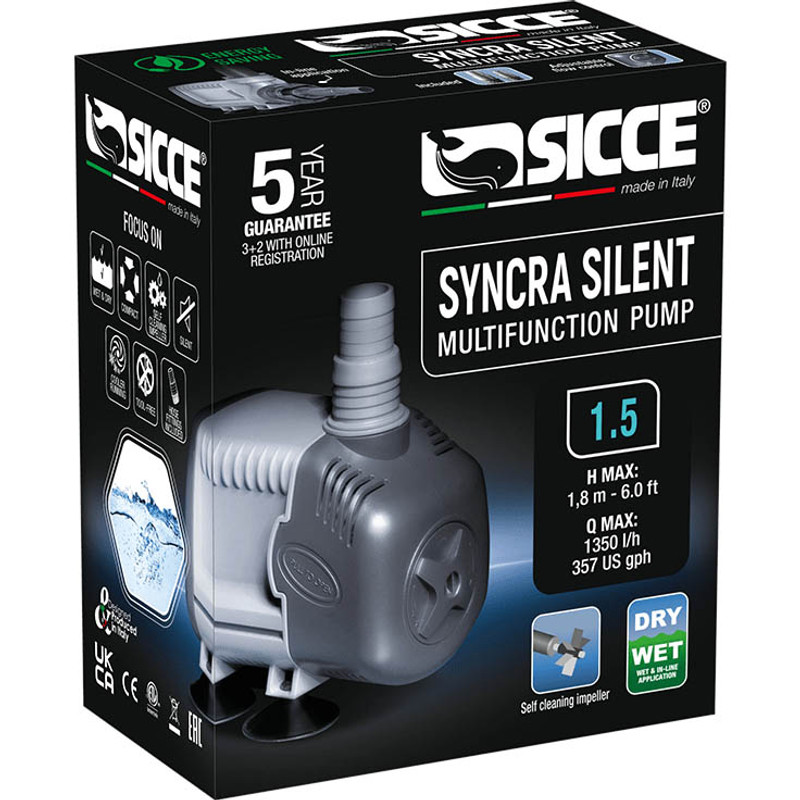 Syncra Silent Water Pump 1.5 (358 gph) 6 ft. Head - Sicce