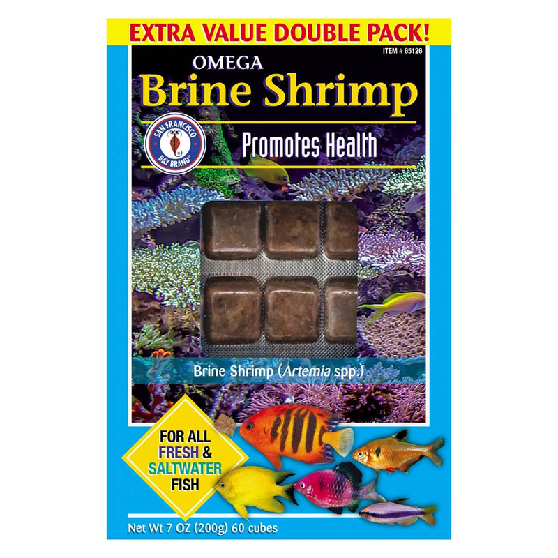 Frozen Omega Brine Shrimp Fish Food (60 cubes, 7 oz) - San Francisco Bay Brand