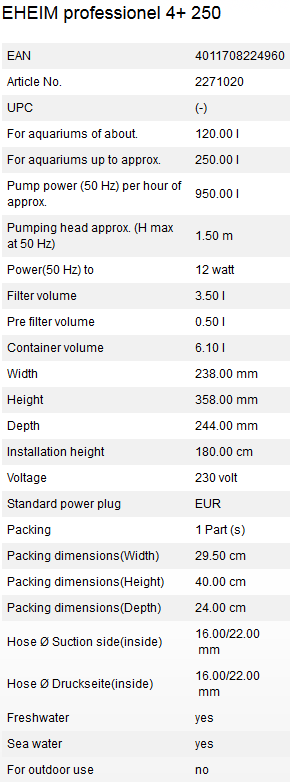 Pro 4+ 250 Canister Filter - (30-65 gallon tanks) - Eheim 