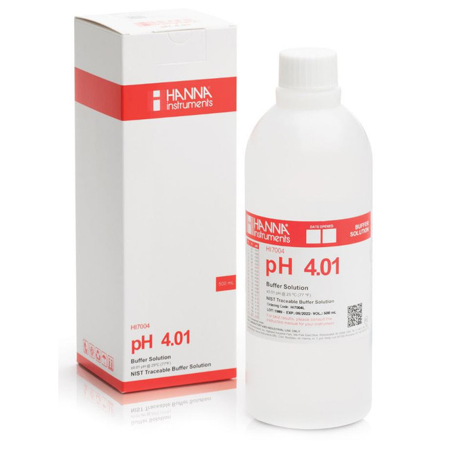 pH 4 Buffer (500 ML) Bottle HI7004L - Hanna Instruments