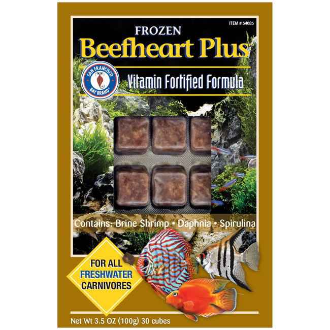 Frozen Beefheart Plus Fish Food (30 cubes, 3.5 oz) San Francisco Bay