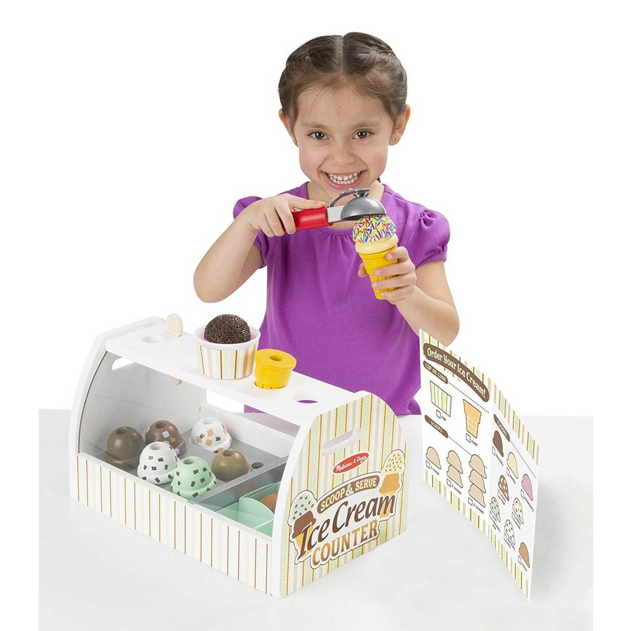 Melissa Doug Scoop Serve Ice Cream Counter Wooden Toy Play Set