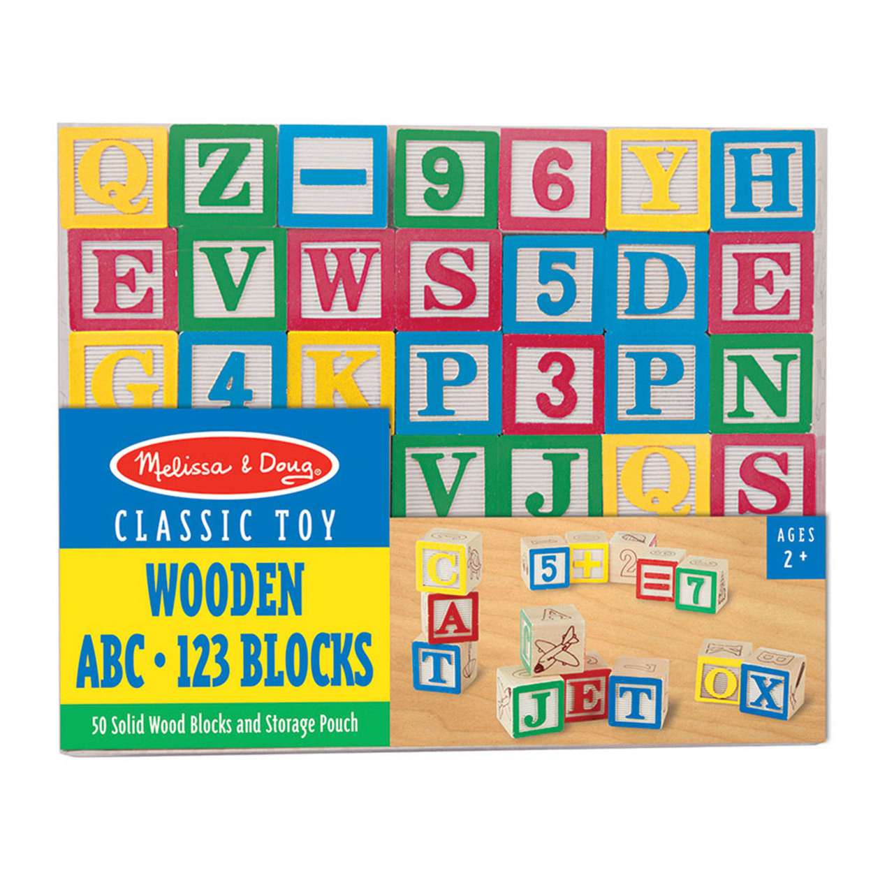 Melissa Doug ABC/123 Wooden Blocks Pouch Educational Toddler