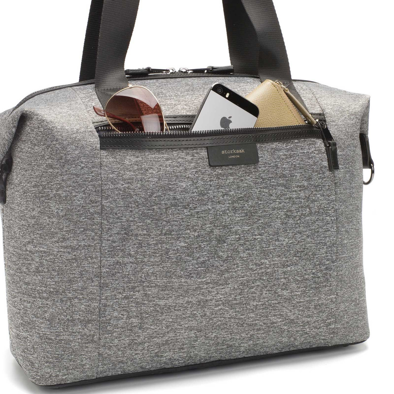 Storksak Stevie Luxe Scuba Grey Marl Diaper Bag Water-Resistant