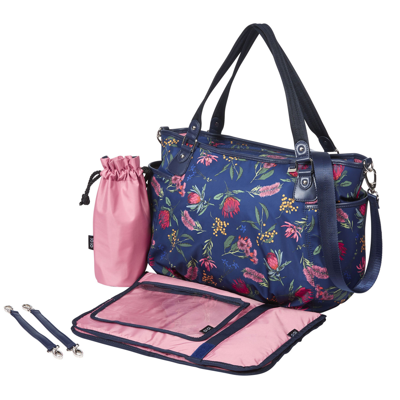 OiOi Tote Nappy Bag - Botanical Navy. Shop Baby Change Bags Online