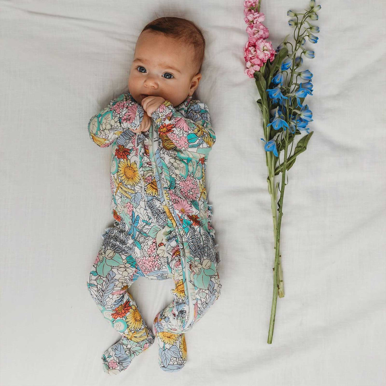 ruffle zip romper