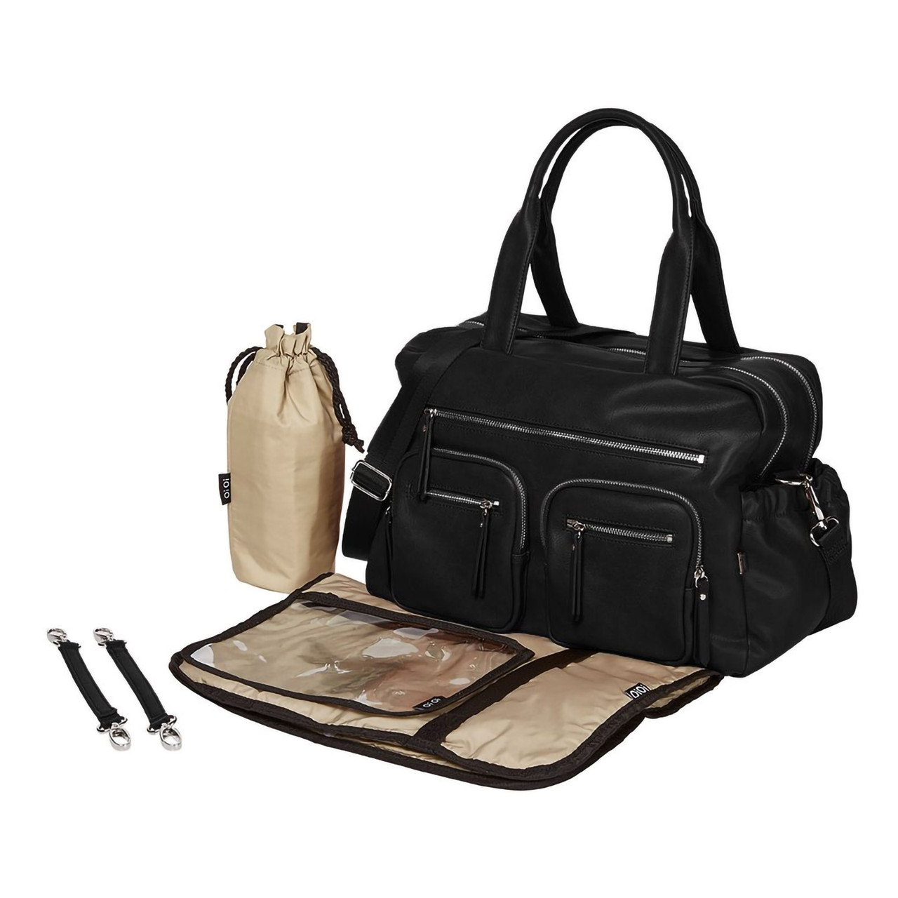 OiOi Faux Leather Black Carry All Nappy Bag. Shop Unisex Baby Bags Online