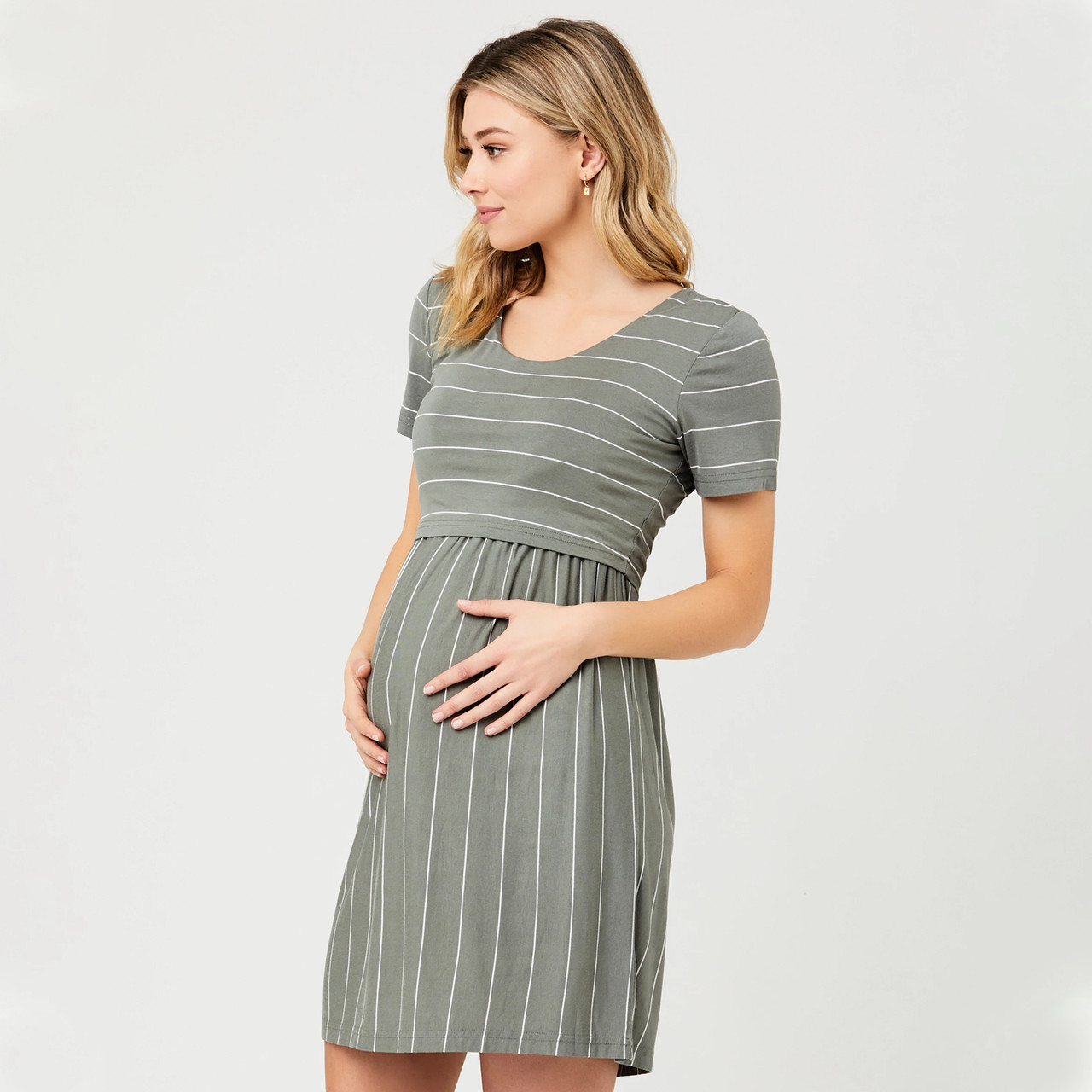 Olive Ripe Maternity Stripe Crop Top Nursing Dress. Buy Pregnancy Wear