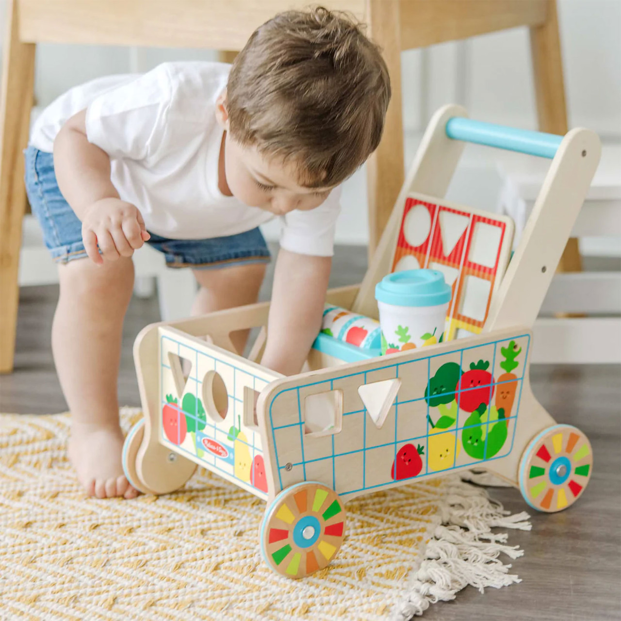 Melissa & Doug Wooden Grow with Me Grocery Cart Shop Toys Online