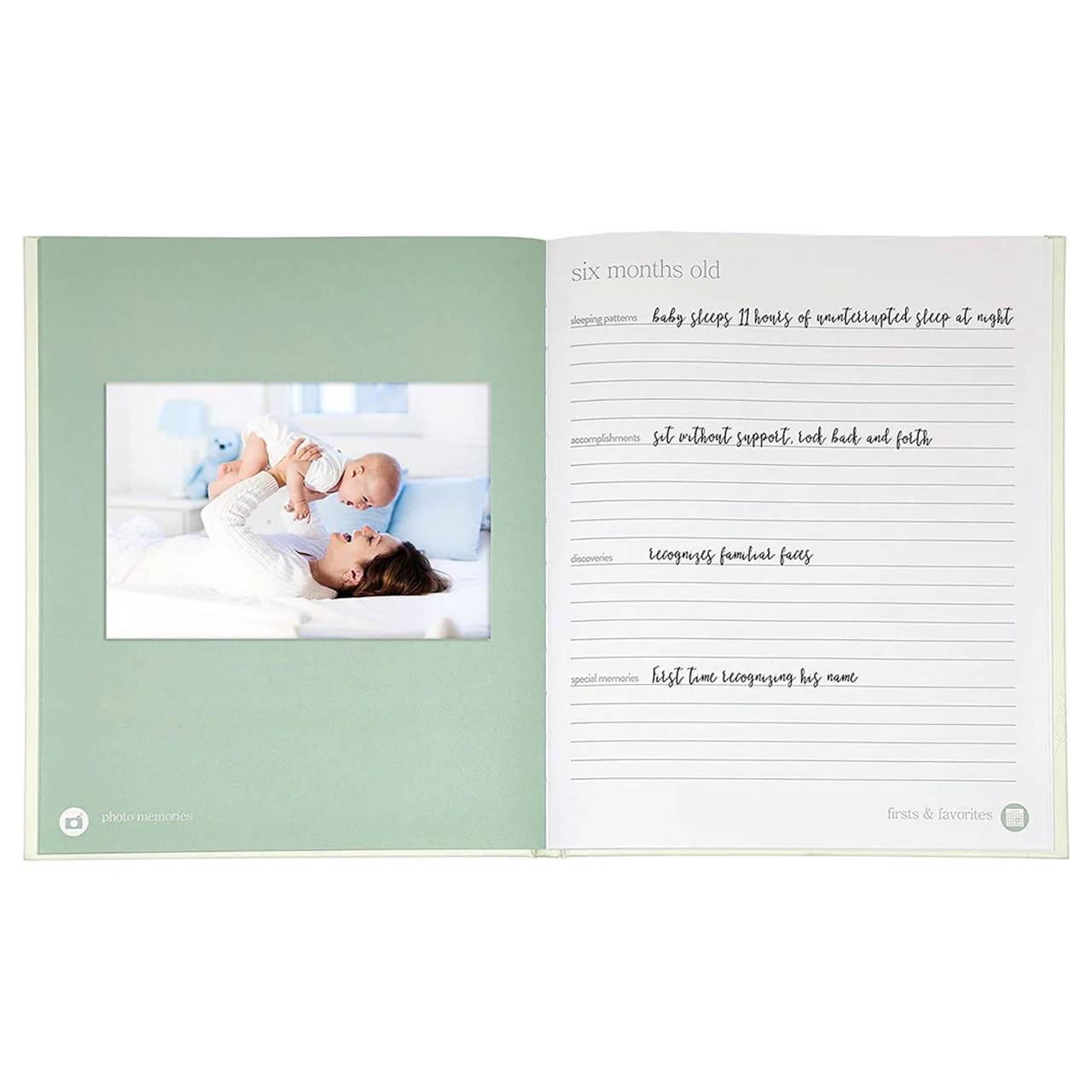 Pearhead Baby Book Sage Leaves. Shop Baby Shower Keepsake Gifts Online