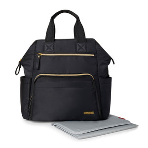 Skip Hop Main Frame baby backpack black showing 16 plus pockets