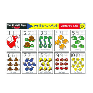 Write A Mat Numbers 1-10 wipe-clean placemat on table ready for mealtime learning