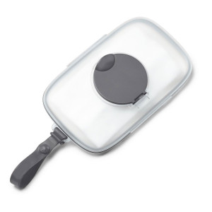 Skip Hop Grab and Go wipes case grey rubber seal lid open