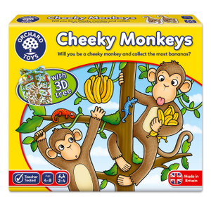 Orchard Toys Cheeky Monkeys Game box with cute mischievous illustrated monkey characters