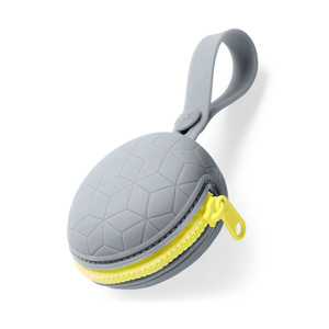 Skip Hop Grab and Go Silicone Pacifier Holder Grey on pram