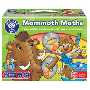 Orchard Toys Mammoth Maths Game box featuring woolly mammoth and Ice Age maths theme