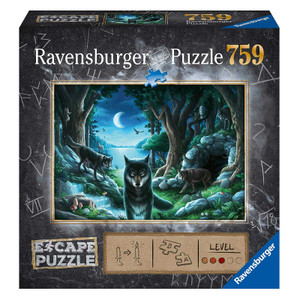 Ravensburger ESCAPE 7 Wolves puzzle detail showing pieces and escape room components