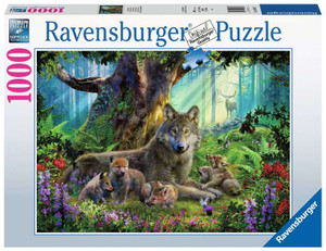 Ravensburger Wolves in the Forest 1000pc jigsaw puzzle box with wolf woodland artwork