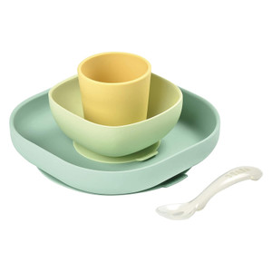 Beaba 4 Piece Silicone Suction Meal Set - Yellow Beaba 4 Piece Silicone Suction Meal Set - Yellow