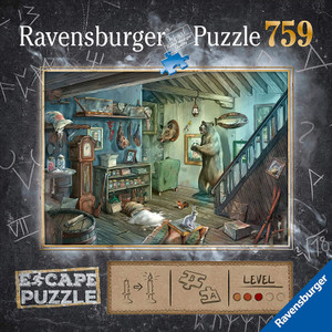 Ravensburger ESCAPE 8 Forbidden Basement puzzle completed showing basement scene with hidden clues